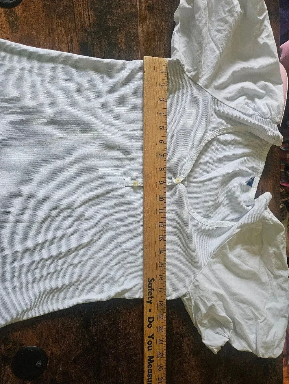 Old Navy White Puff Sleeve Henley Top Size XL